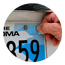 Adding registration sticker to license plate